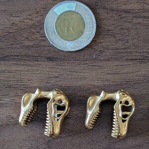 Gold Stainless Steel 6mm T Rex Skull Ear Hanging Weights